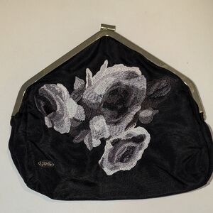 Lela Rose Black and Gray Floral Clutch